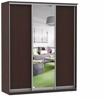 Шкаф купе Модерн 2076х450 3-х дверный 3-х секционный зеркало венге