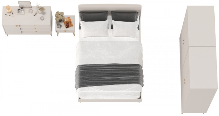 Афина Спальня 37-1400, цвет кашемир серый, сп.м. 1400х2000 мм., б/м, основание есть - фанера