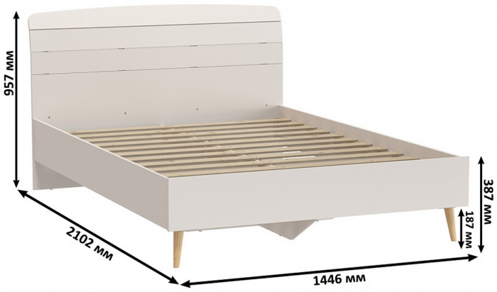 Афина Спальня 37-1400, цвет кашемир серый, сп.м. 1400х2000 мм., б/м, основание есть - фанера