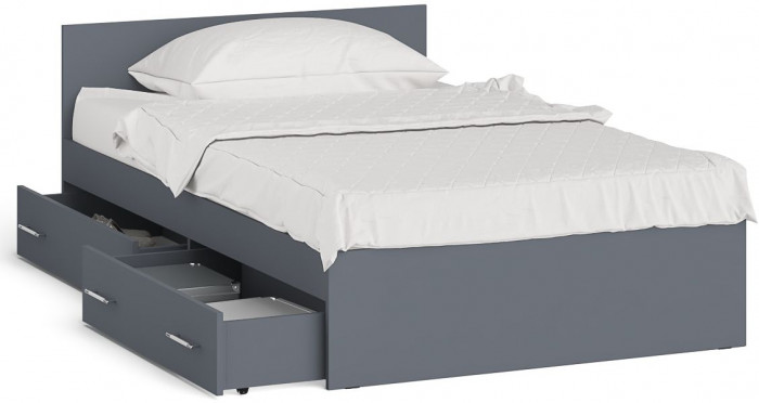 Мори Кровать с ящиками 1200, графит