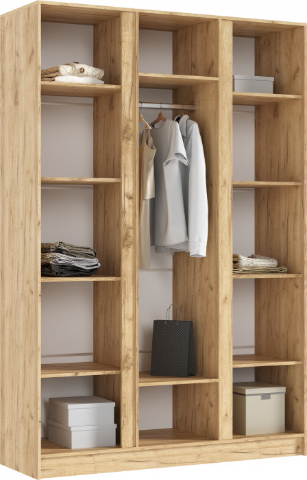 Келвин Шкаф 3-х створчатый 1500, Дуб крафт/Изумрудный