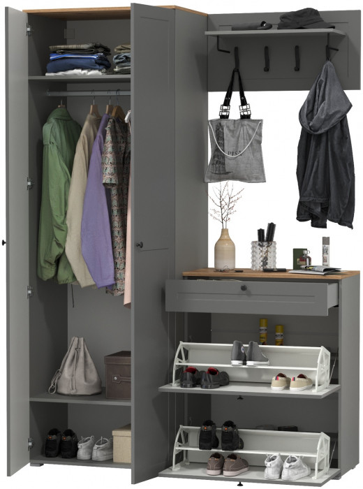 Остин Прихожая 17, серый графит/дуб крафт золотой