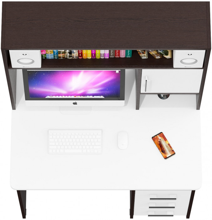 компьютерный стол С-МД-СК9, венге/белый шагрень