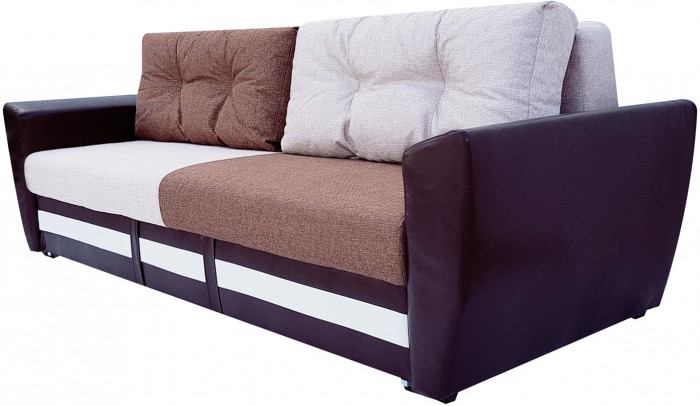 Диван-кровать Амстердам, 150х195, раскладной, еврокнижка, пружинный блок, рогожка/экокожа, комби