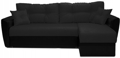 Диван-кровать угловой Амстердам, 160х200, еврокнижка, рогожка/экокожа, черный