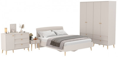 Афина Спальня 37-1600, цвет кашемир серый, сп.м. 1600х2000 мм., б/м, основание есть - фанера