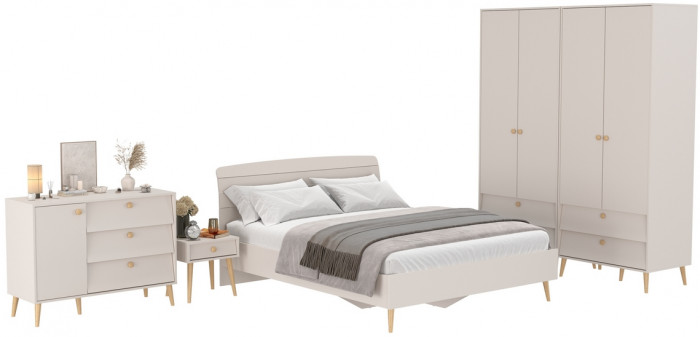 Афина Спальня 37-1600, цвет кашемир серый, сп.м. 1600х2000 мм., б/м, основание есть - фанера