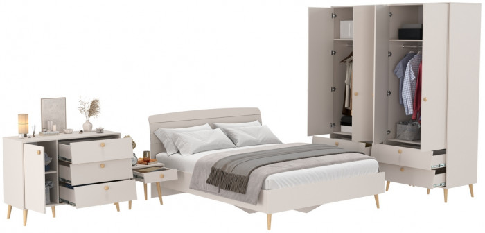 Афина Спальня 37-1600, цвет кашемир серый, сп.м. 1600х2000 мм., б/м, основание есть - фанера