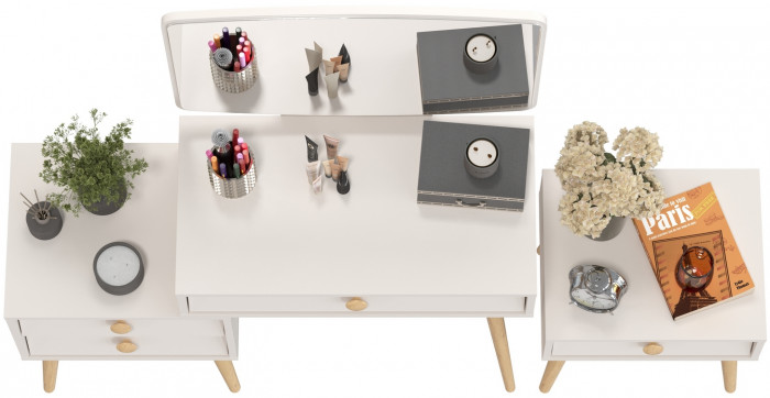 Афина Спальня Трюмо + Тумба прикроватная, кашемир серый