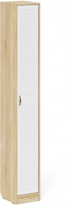 Прихожая П-6 Компоновка № 25, цвет дуб сонома/фасады МДФ белое дерево фрезеровка ромб, ШхГхВ 150х50х210 см., универсальная сборка