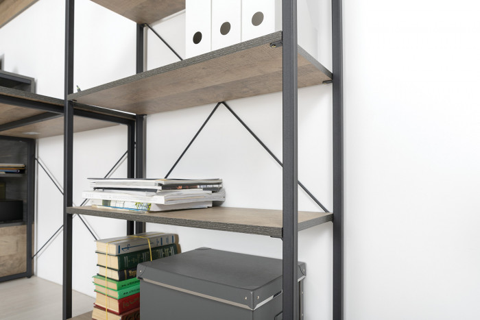 Трувор 13.70 Тумба под ТВ + 13.151.02 Стеллаж, цвет дуб гранж песочный/интра, ШхГхВ 239,8х45,4х146 см., универсальная сборка