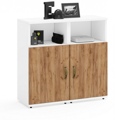 Лидер-8 Тумба МД 3.19 2 шт., цвет белый шагрень/крафт золото, ШхГхВ 80х30х75 см., универсальная сборка