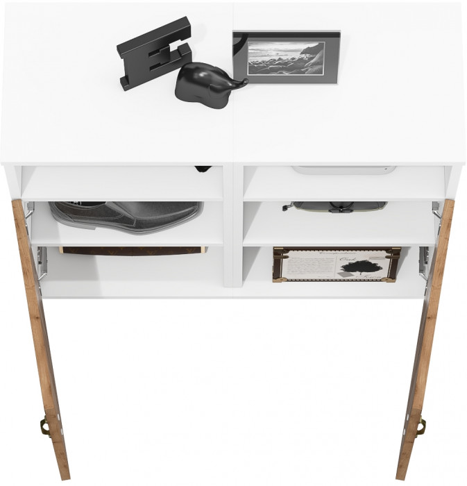 Лидер-8 Тумба МД 3.19 2 шт., цвет белый шагрень/крафт золото, ШхГхВ 80х30х75 см., универсальная сборка