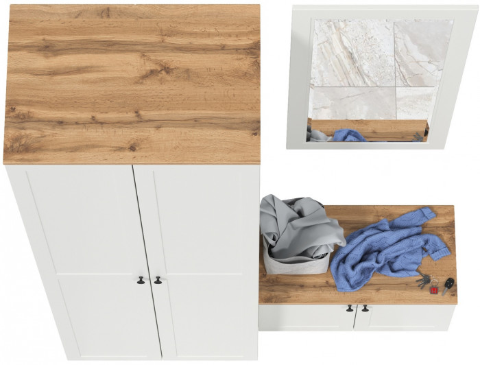 Остин Прихожая 18, белый шагрень/дуб крафт золотой