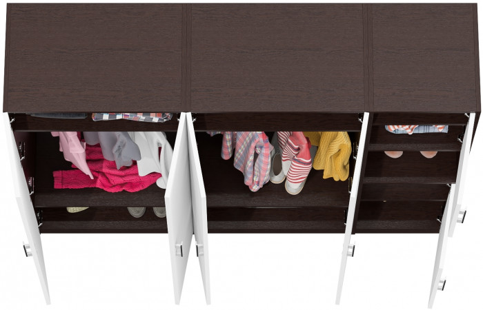 Шкаф С-МД-СК9Ш+Пенал С-МД-СК9П+Шкаф С-МД-СК9Ш, венге/белый шагрень