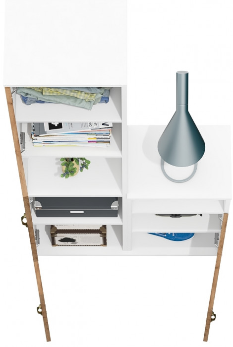 Лидер-8 Пенал + Тумба МД 3.19, белый шагрень/крафт золото