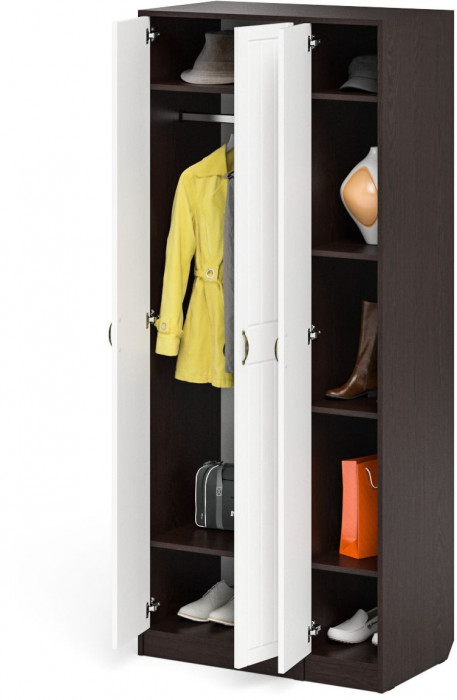 Прихожая П-6-500 Шкаф + Пенал, цвет венге/фасады МДФ белое дерево фрезеровка прованс, ШхГхВ 90х50х210 см., универсальная сборка