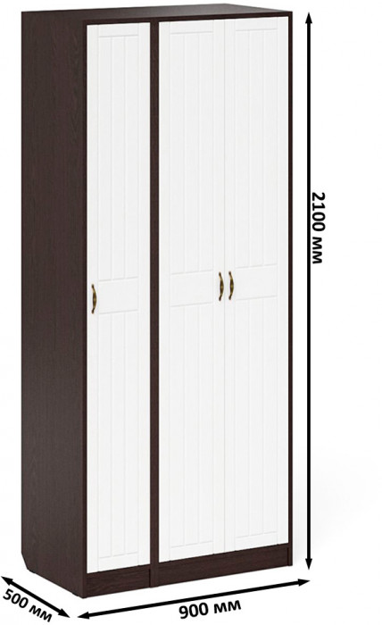 Прихожая П-6-500 Шкаф + Пенал, цвет венге/фасады МДФ белое дерево фрезеровка прованс, ШхГхВ 90х50х210 см., универсальная сборка