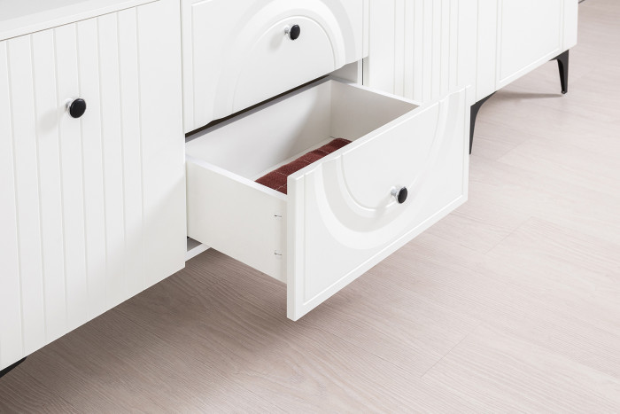 Валенсия Гостиная № 063, ЛДСП белый шагрень/МДФ белый шагрень