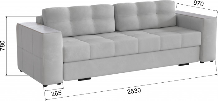 Диван раскладной Нави, светло-серый/мдф холст белый