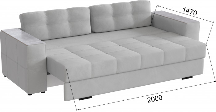 Диван раскладной Нави, светло-серый/мдф холст белый