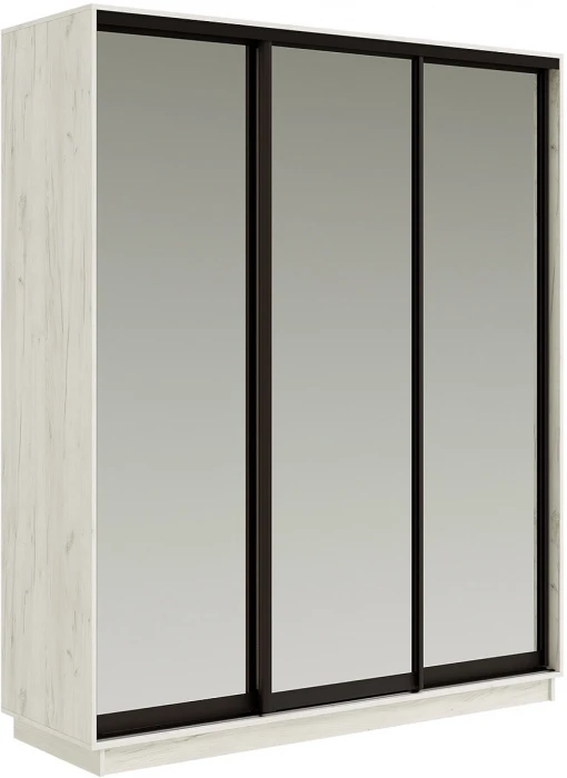Тринити NEW Шкаф-купе 1800, Дуб крафт белый (вставка зеркало х3)