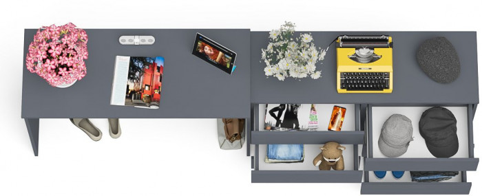 Мори письменный стол МСП1200.1 + Комод МК1200.6, графит