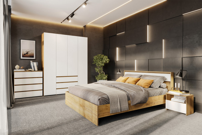 Комод Некст 1 (4 ящика), Дуб Золотой, Белый