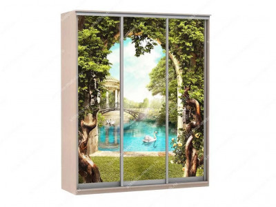 Шкаф купе Модерн 1776х450 3-х дверный 3-х секционный фотопечать №3 ясень