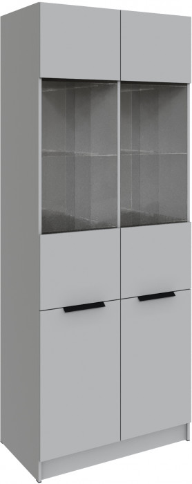 Шкаф Мадрид (0,9) с 2 витринами, Камень серый