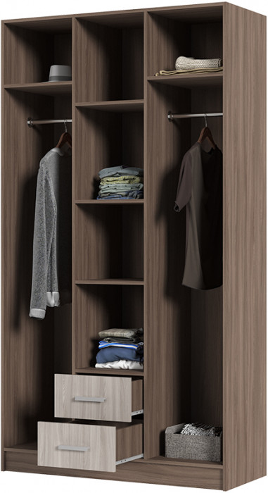 ГАРМОНИЯ ШК 601 М шкаф 3х створчатый  (1,2х2,2х0,5) шимо темный/шимо светлый