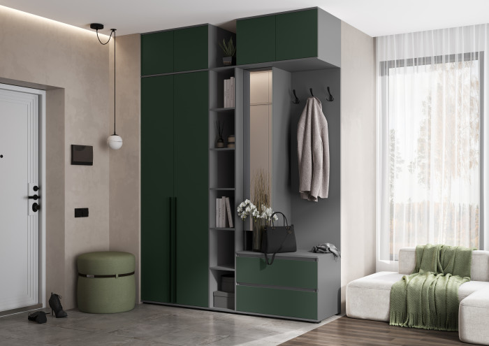 Норд Прихожая, композиция №2, Графит/Изумрудный