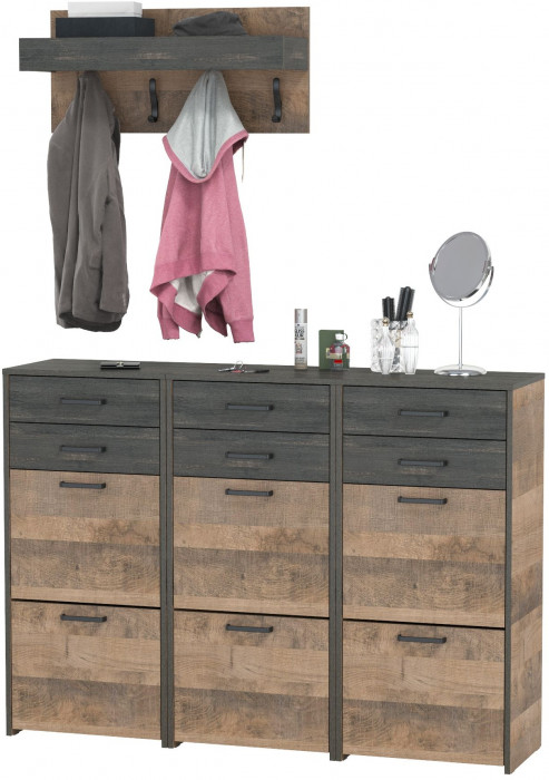 Трувор Прихожая 154, цвет дуб гранж песочный/интра, ШхГхВ 150х37х195 см.