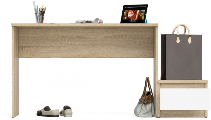 Мори письменный стол МСП1200.1 + Тумба ТМП400.1, дуб сонома/белый