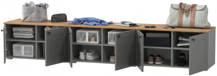 Остин 13.257 Тумба + 13.257 Тумба + 13.257 Тумба, серый графит/дуб крафт золотой