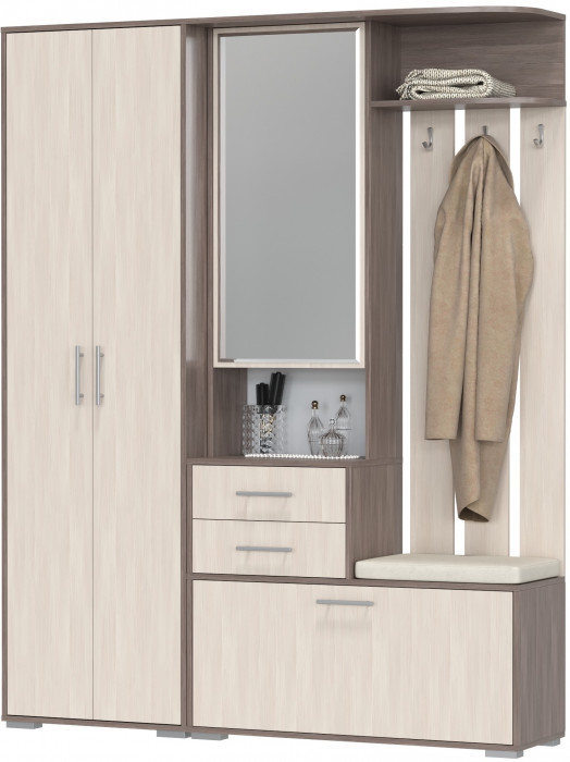 Прихожая 2-3430+2-3431бод.тем/св Домино - Комплект для прихожей, бодега тёмный/бодега светлый