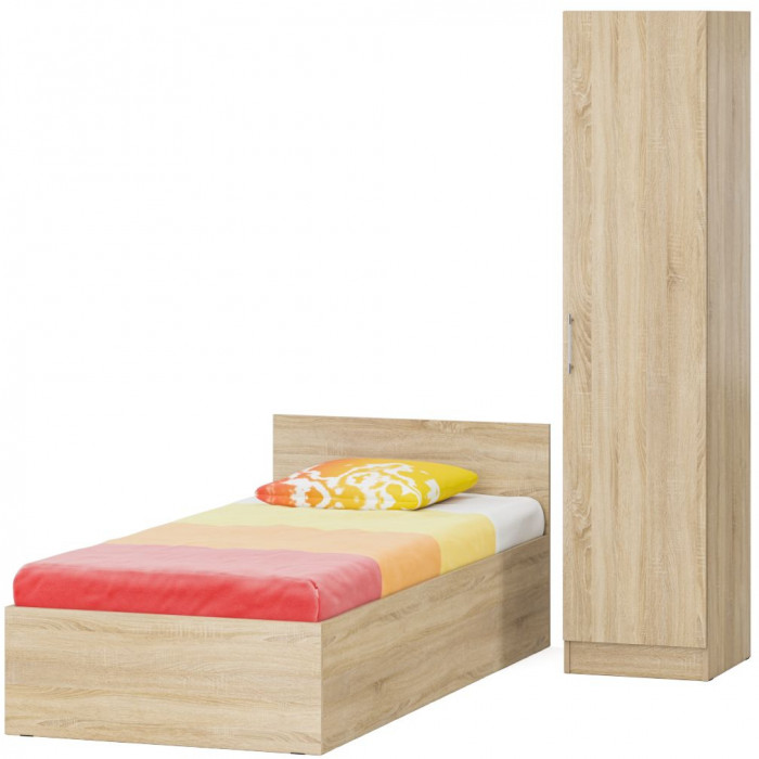 Кровать с ящиками 0900 + Пенал Стандарт, дуб сонома