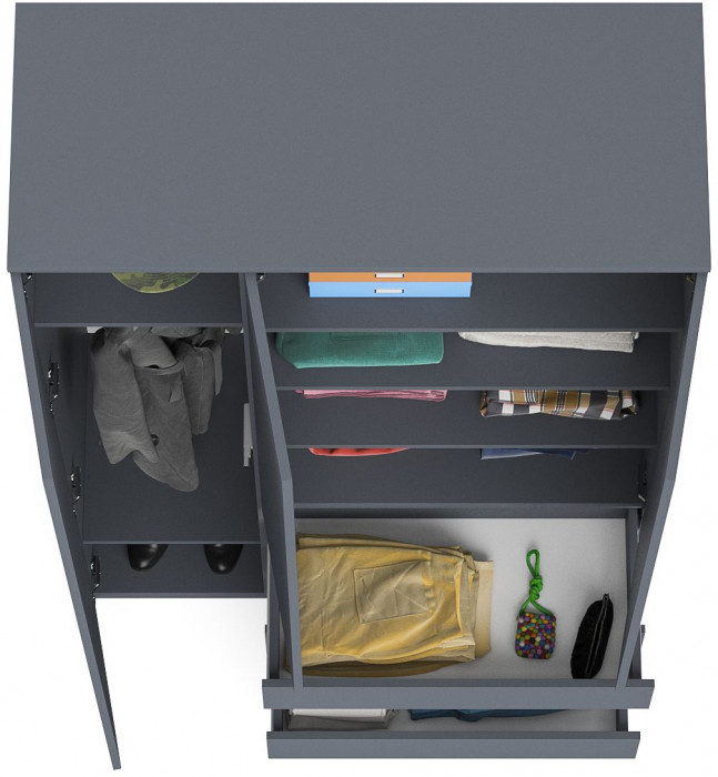 Мори Шкаф МШ1200.1, цвет графит, ШхГхВ 120,4х50,4х209,6 см., НЕ универсальная сборка