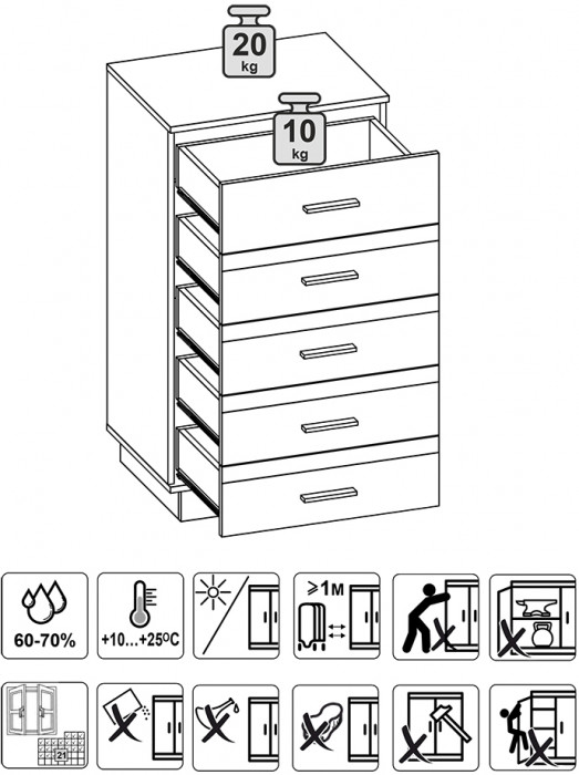 Комод высокий 3 Анона, белый