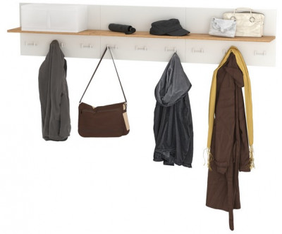 Октава 15.14.01 Вешалка + 15.14.01 Вешалка + 15.14.01 Вешалка, белый шагрень/дуб крафт золотой