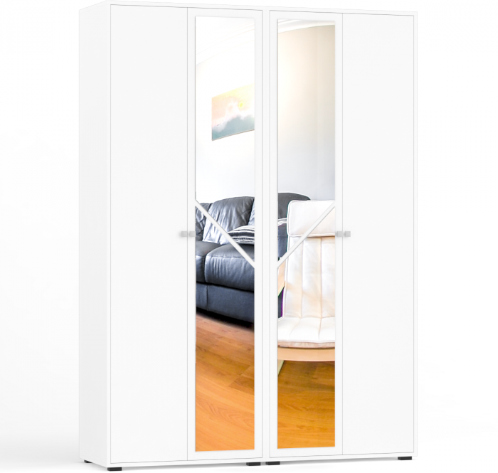 Камелия спальня № 4 Кровать 1800 + Две тумбы + Комод + Шкаф 4-х створчатый, белый