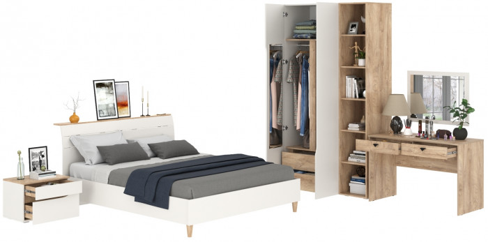 Муссон Спальня № 16, белый/дуб эндгрейн элегантный