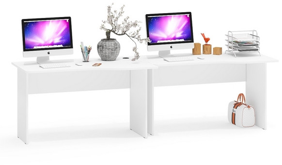 Два стола письменных С-МД-1-04, цвет белый шагрень, ШхГхВ 260х75х74 см., универсальная сборка