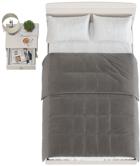 Афина Спальня Кровать 1200 + Тумба прикроватная, кашемир серый