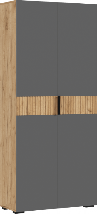 Роджина Шкаф двухстворчатый (800) (Белый глянец, Дуб Крафт Золотой)