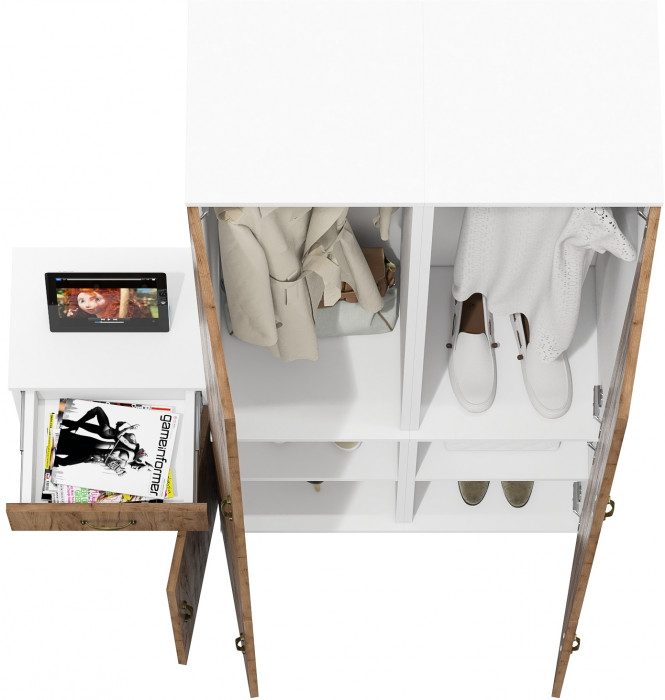 Лидер-8 Пенал МД 21Б + Пенал МД 21Б + Тумба МД 3.15, белый шагрень/крафт золото