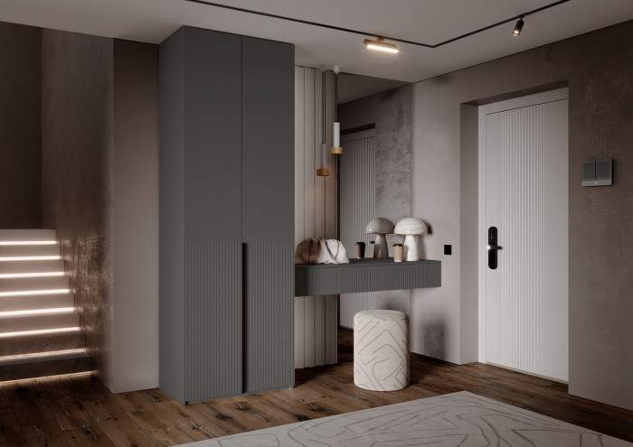 Полка косметическая со шкафом 2х-ств Марвэл, Графит/Браш графит