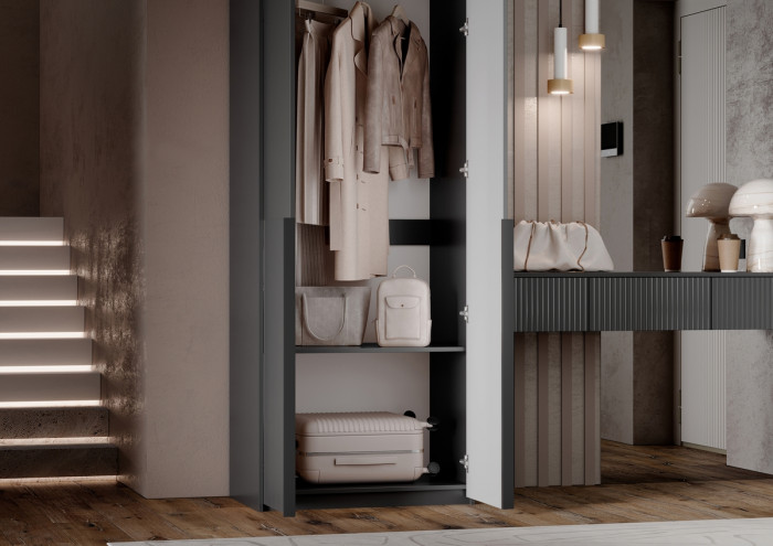 Тумба косметическая со шкафом 2х-ств Марвэл, Графит/Браш графит