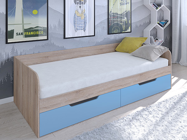 Кровать Астра одноярусная Сонома/Голубой