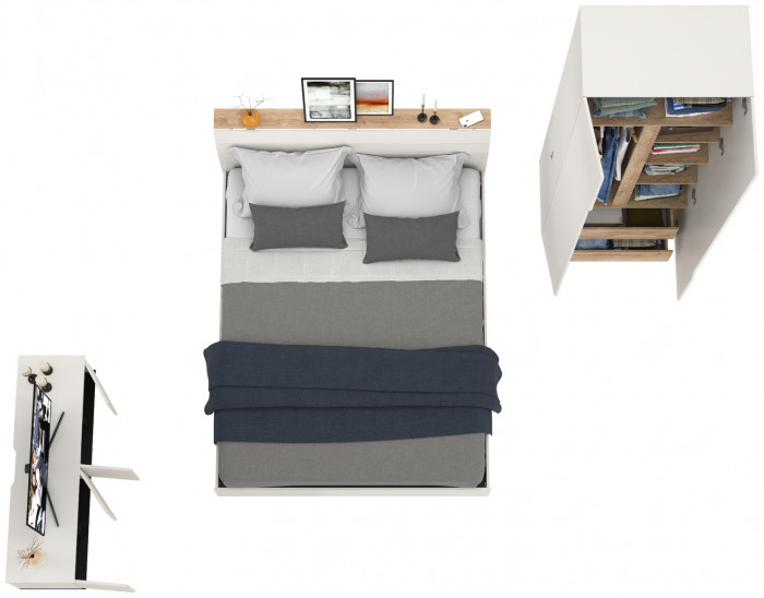 Муссон Спальня № 18, белый/дуб эндгрейн элегантный